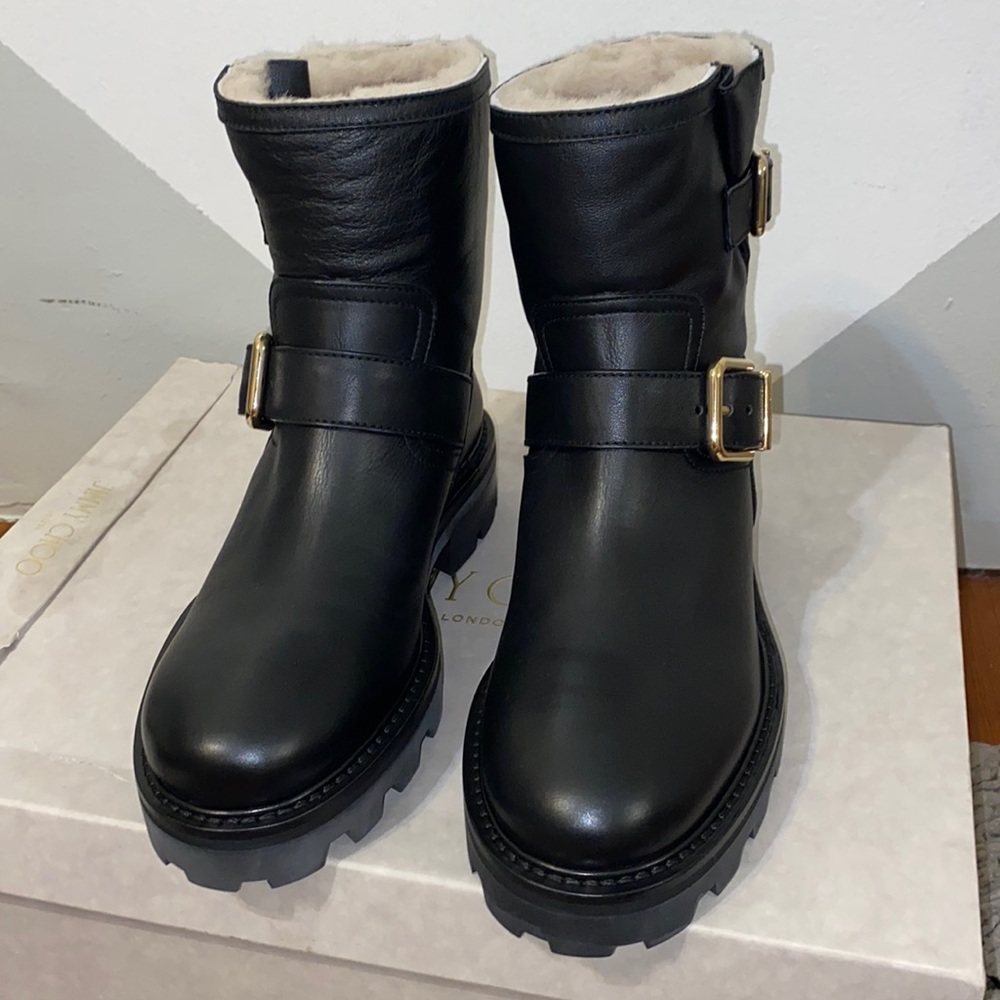 Leather fur lined winter boots